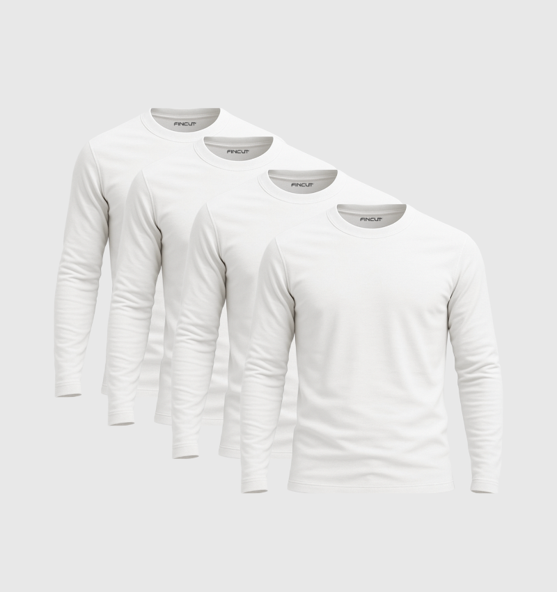 4er-Pack Langarmshirts – Weiss