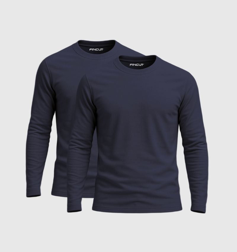 2er-Pack Langarmshirts – Marineblau
