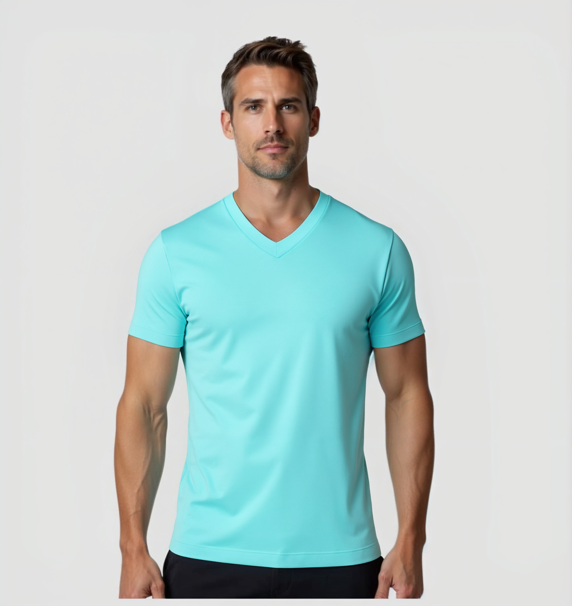 Das V-Ausschnitt-T-Shirt - Türkis