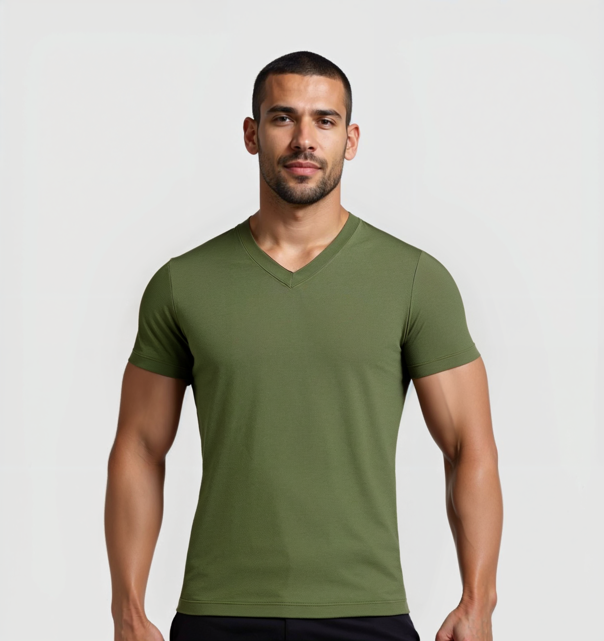 9er-Pack V-Ausschnitt-Shirts - Khaki