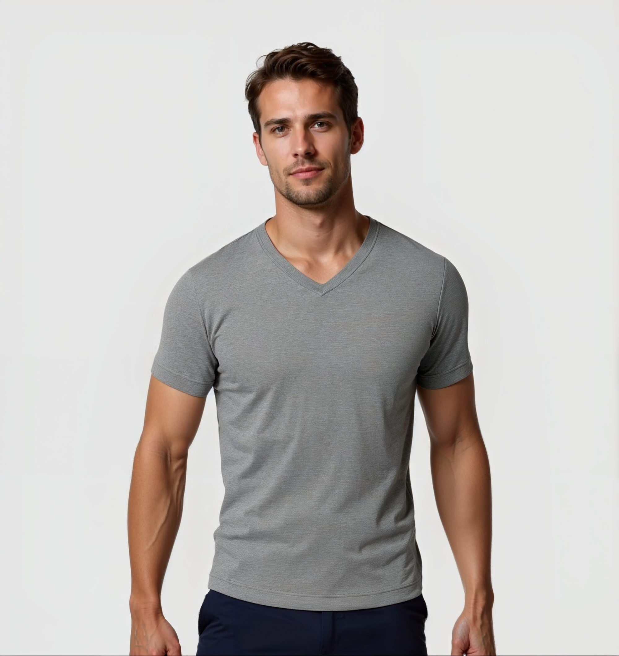 9er-Pack V-Ausschnitt-Shirts - Grau