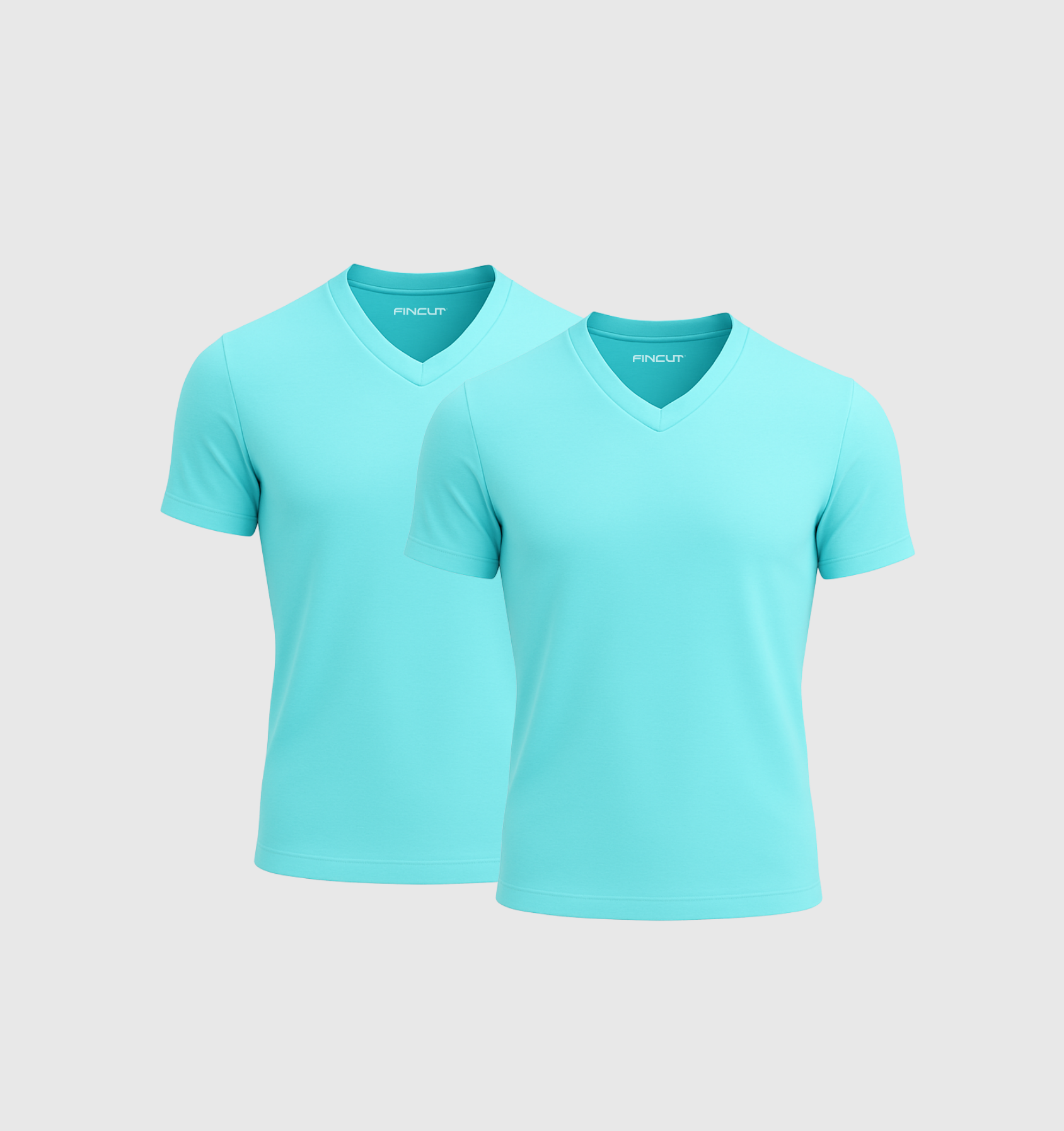 2er-Pack V-Ausschnitt-Shirts - Türkis