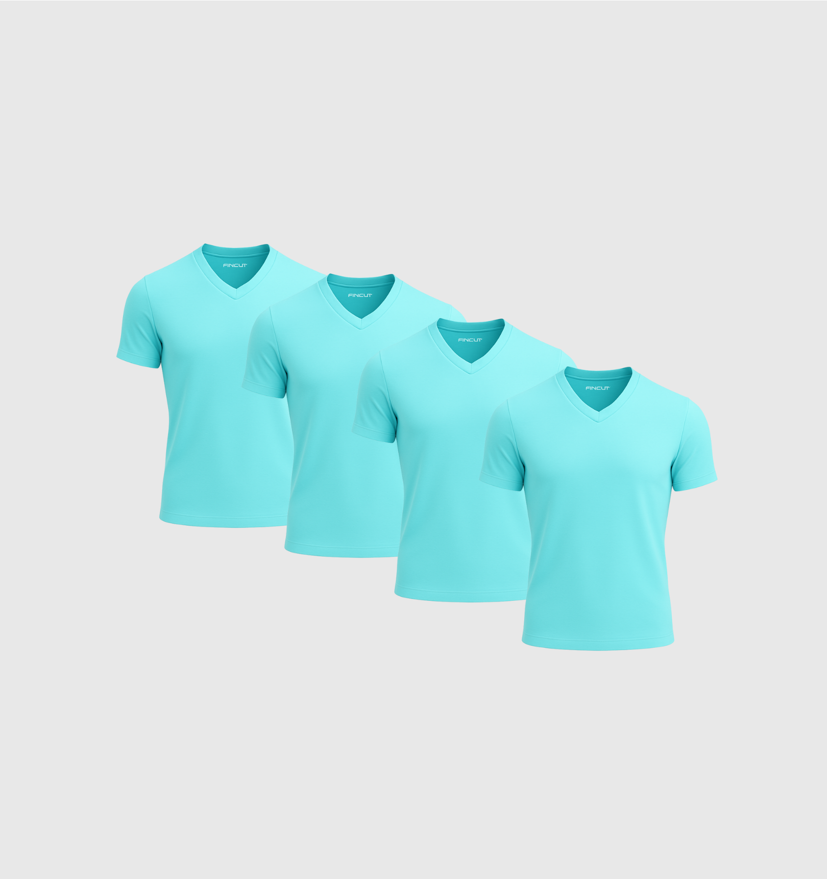 4er-Pack V-Ausschnitt-Shirts - Türkis