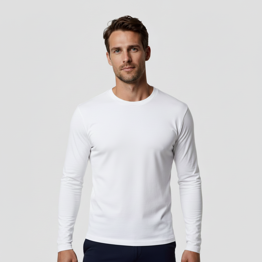 4er-Pack Langarmshirts – Weiss