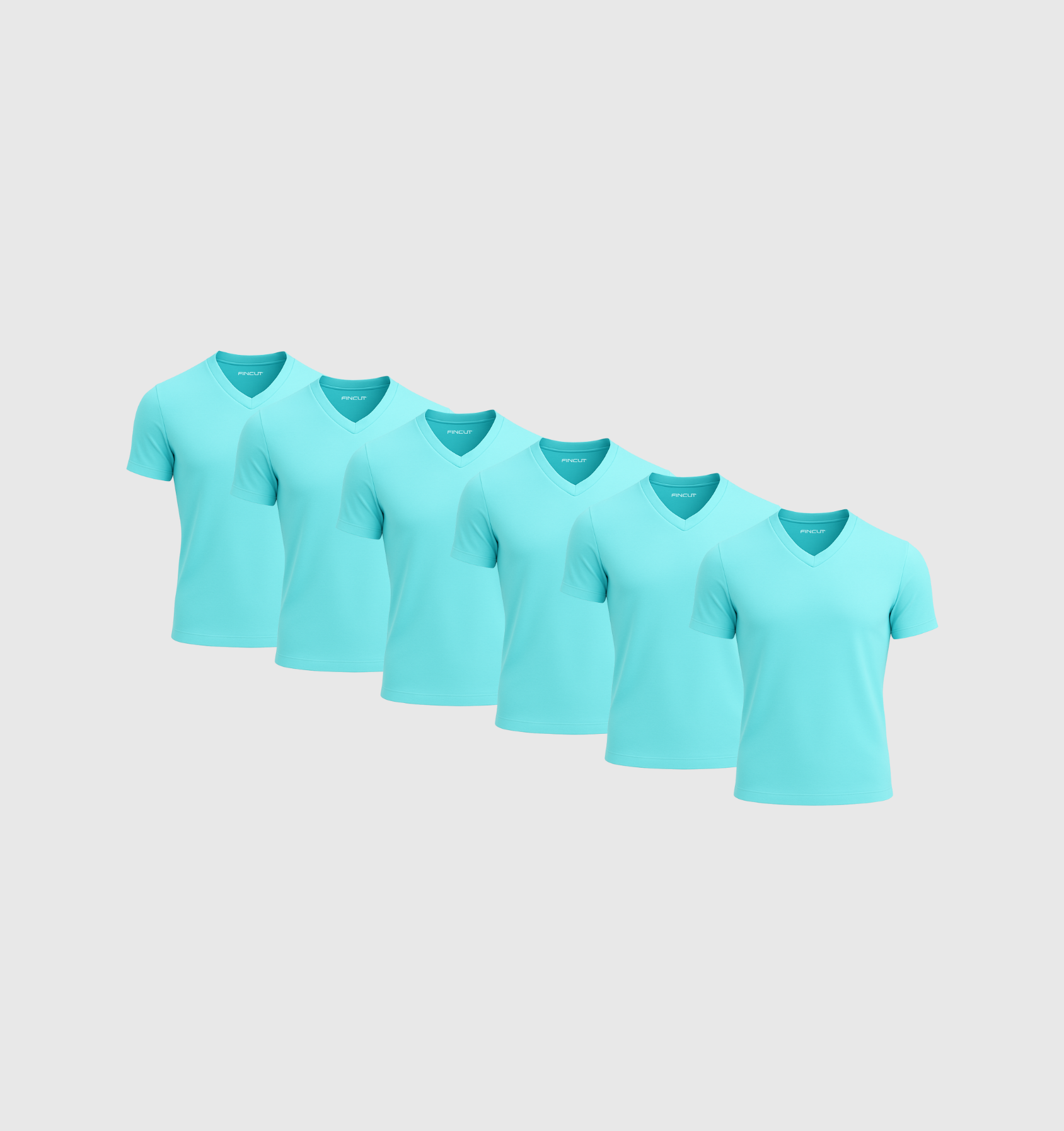 6er-Pack V-Ausschnitt-Shirts - Türkis