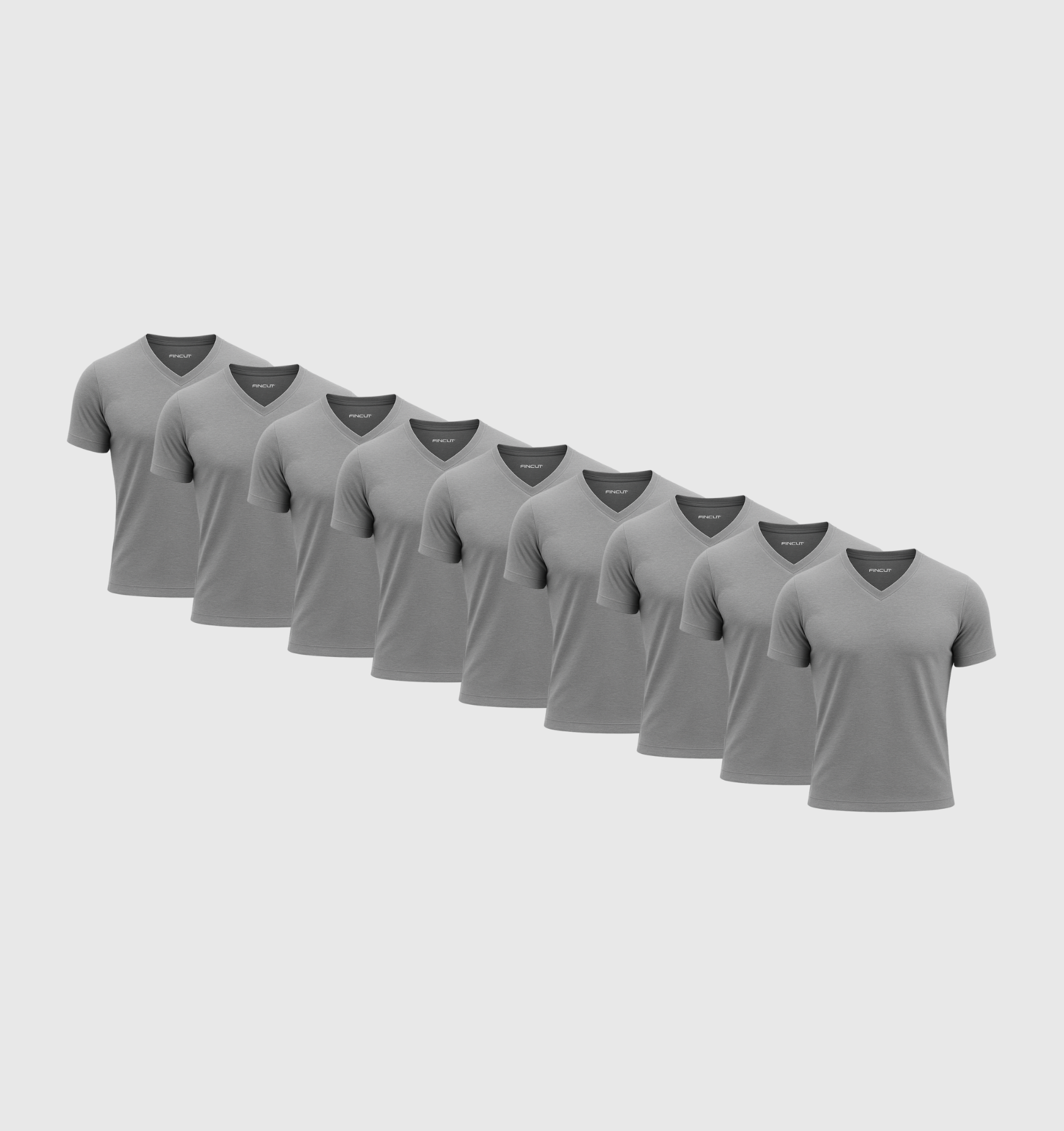 9er-Pack V-Ausschnitt-Shirts - Grau