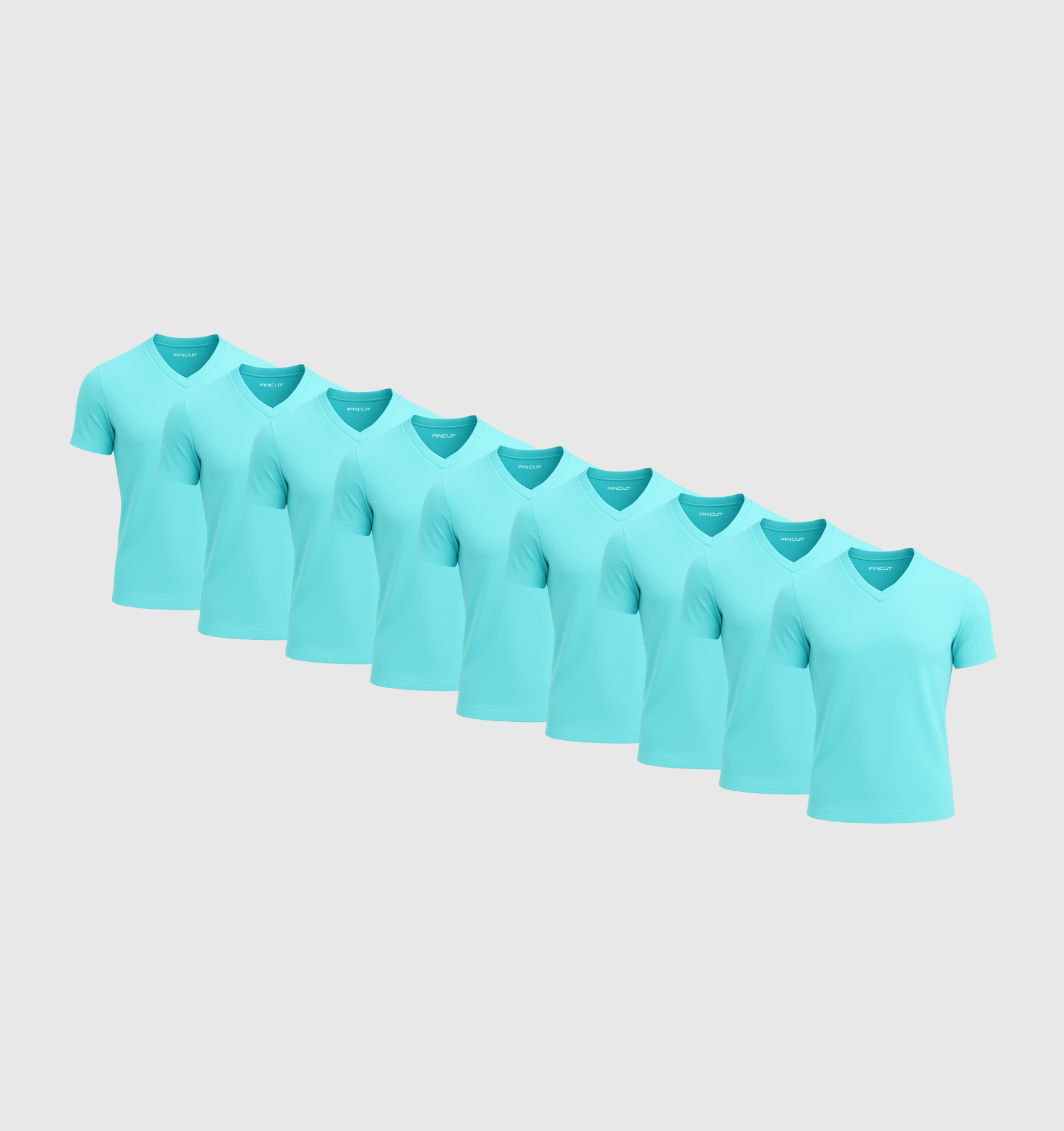 9er-Pack V-Ausschnitt-Shirts - Türkis