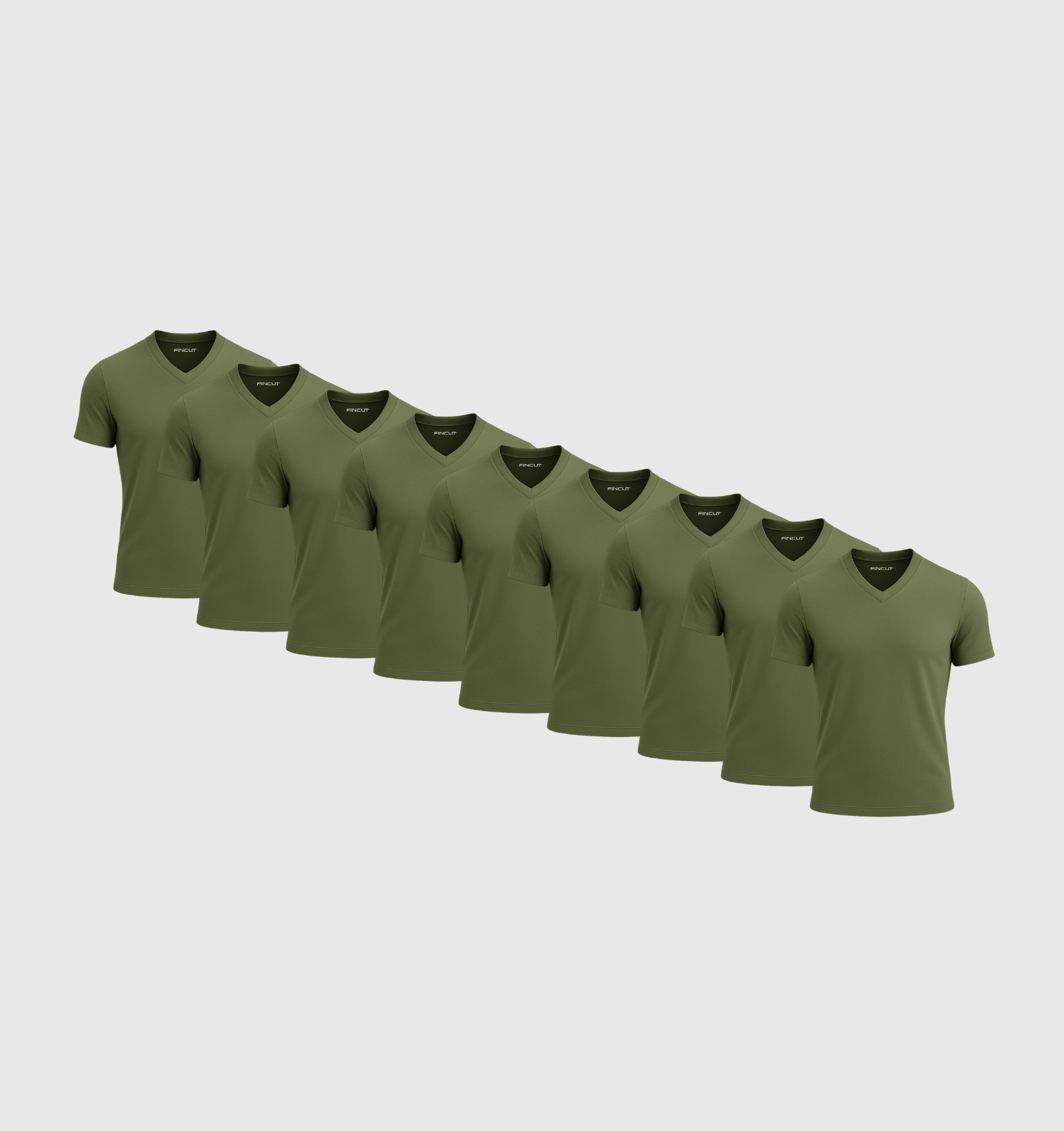 9er-Pack V-Ausschnitt-Shirts - Khaki