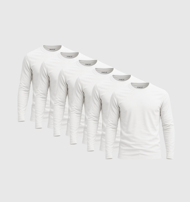 6er-Pack Langarmshirts – Weiss