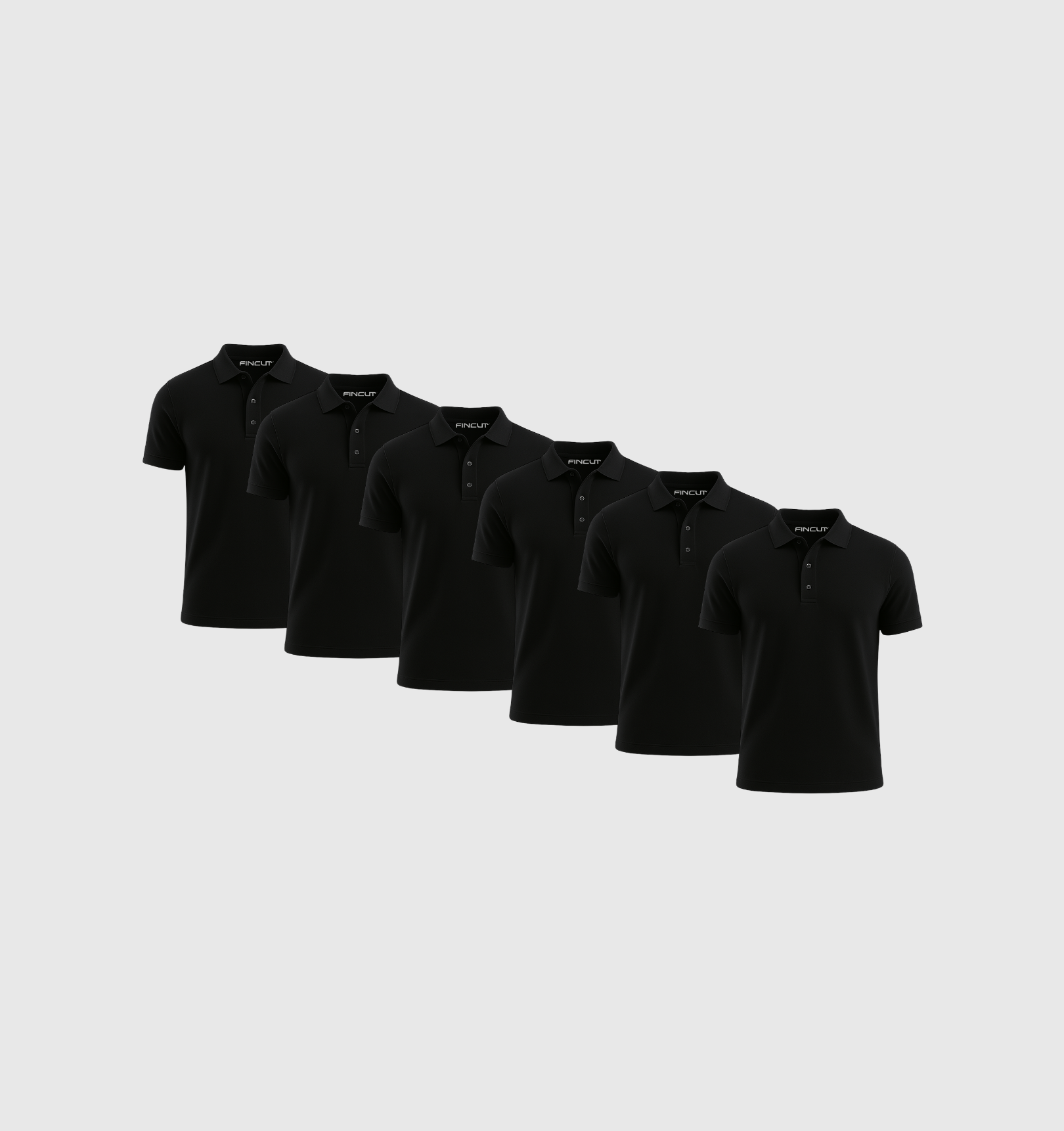 6er-Pack Poloshirts – Schwarz