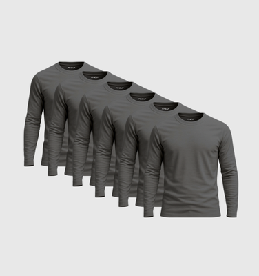 6er-Pack Langarmshirts – Grau