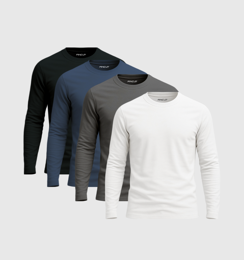 4er-Pack Langarmshirts – Essential