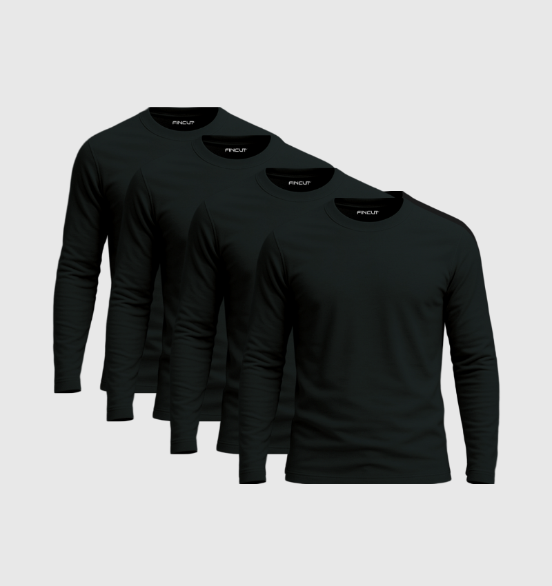 4er-Pack Langarmshirts – Schwarz