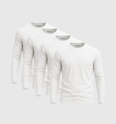 4er-Pack Langarmshirts – Weiss
