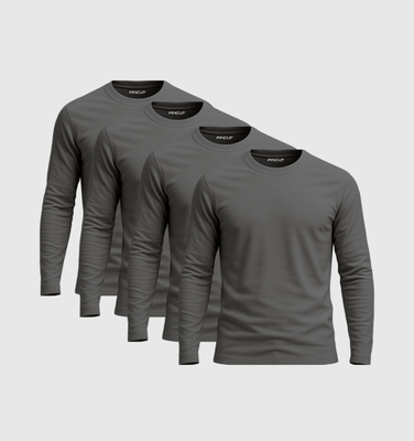 4er-Pack Langarmshirts – Grau