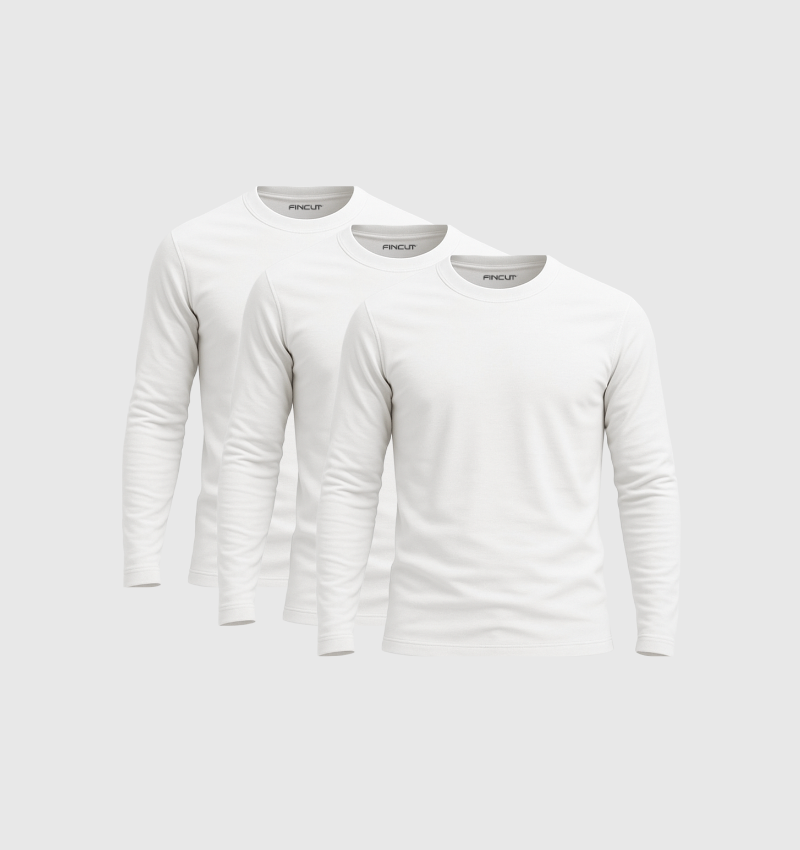 3er-Pack Langarmshirts – Weiss
