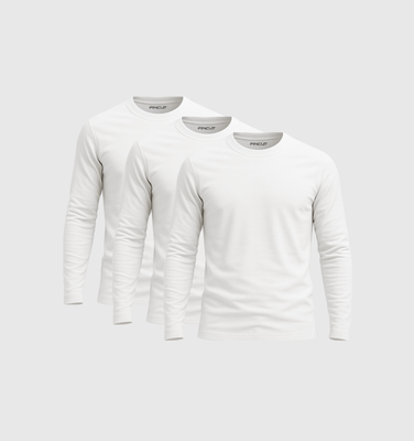 3er-Pack Langarmshirts – Weiss