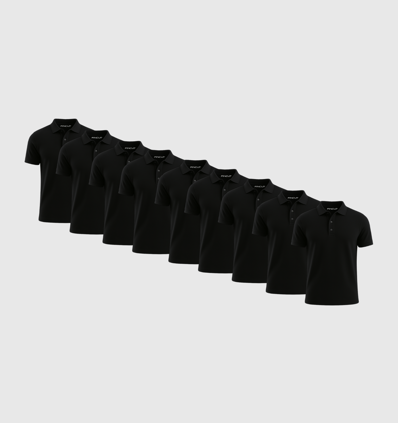 9er-Pack Poloshirts – Schwarz
