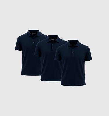 3er-Pack Poloshirts - Marineblau