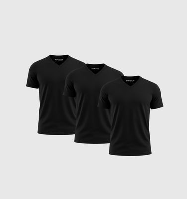 3er-Pack V-Ausschnitt-Shirts – Schwarz