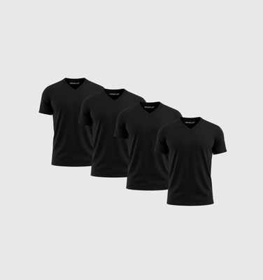 4er-Pack V-Ausschnitt-Shirts – Schwarz