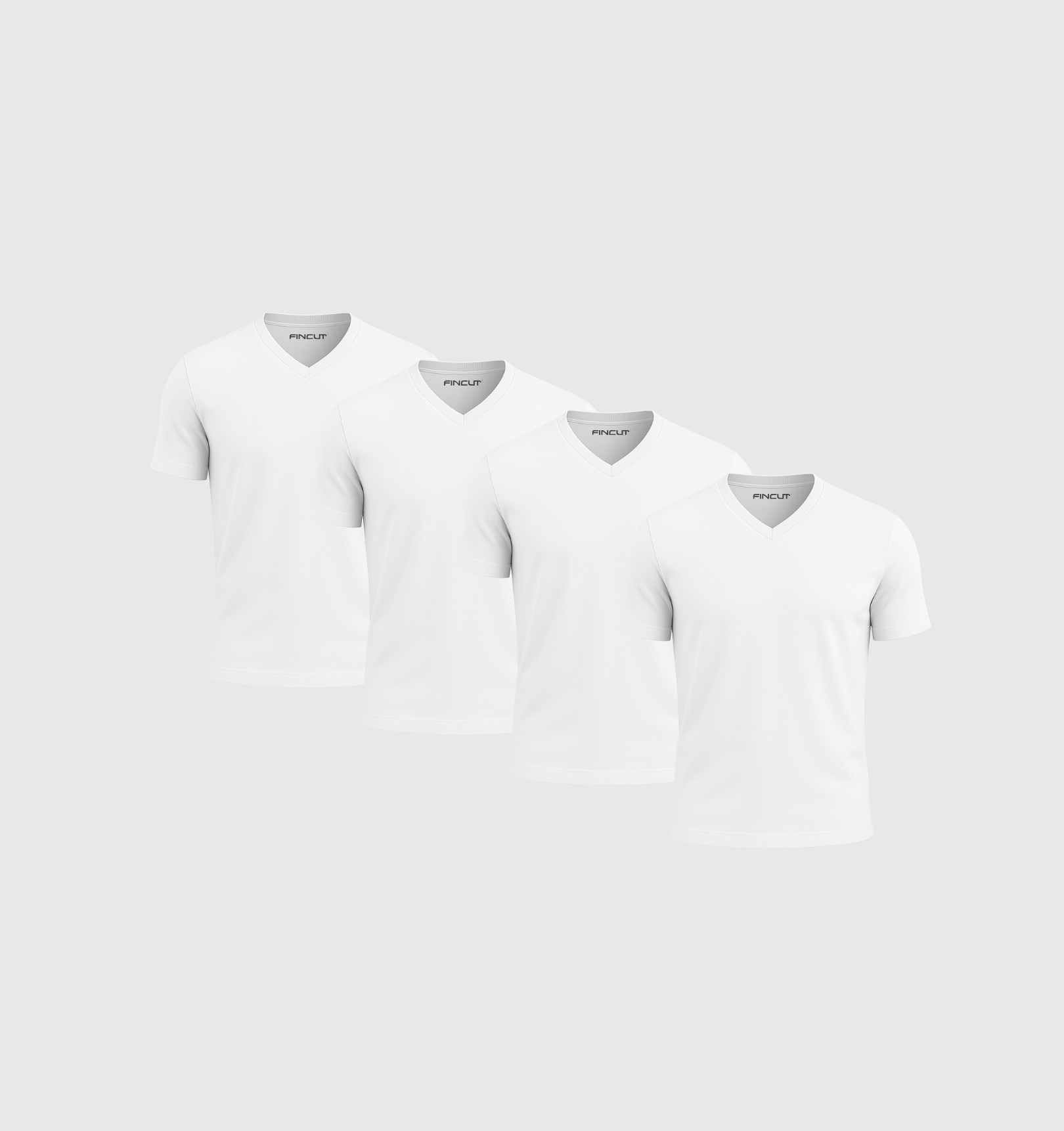 4er-Pack V-Ausschnitt-Shirts – Weiß