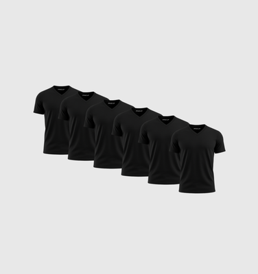 6er-Pack V-Ausschnitt-Shirts – Schwarz