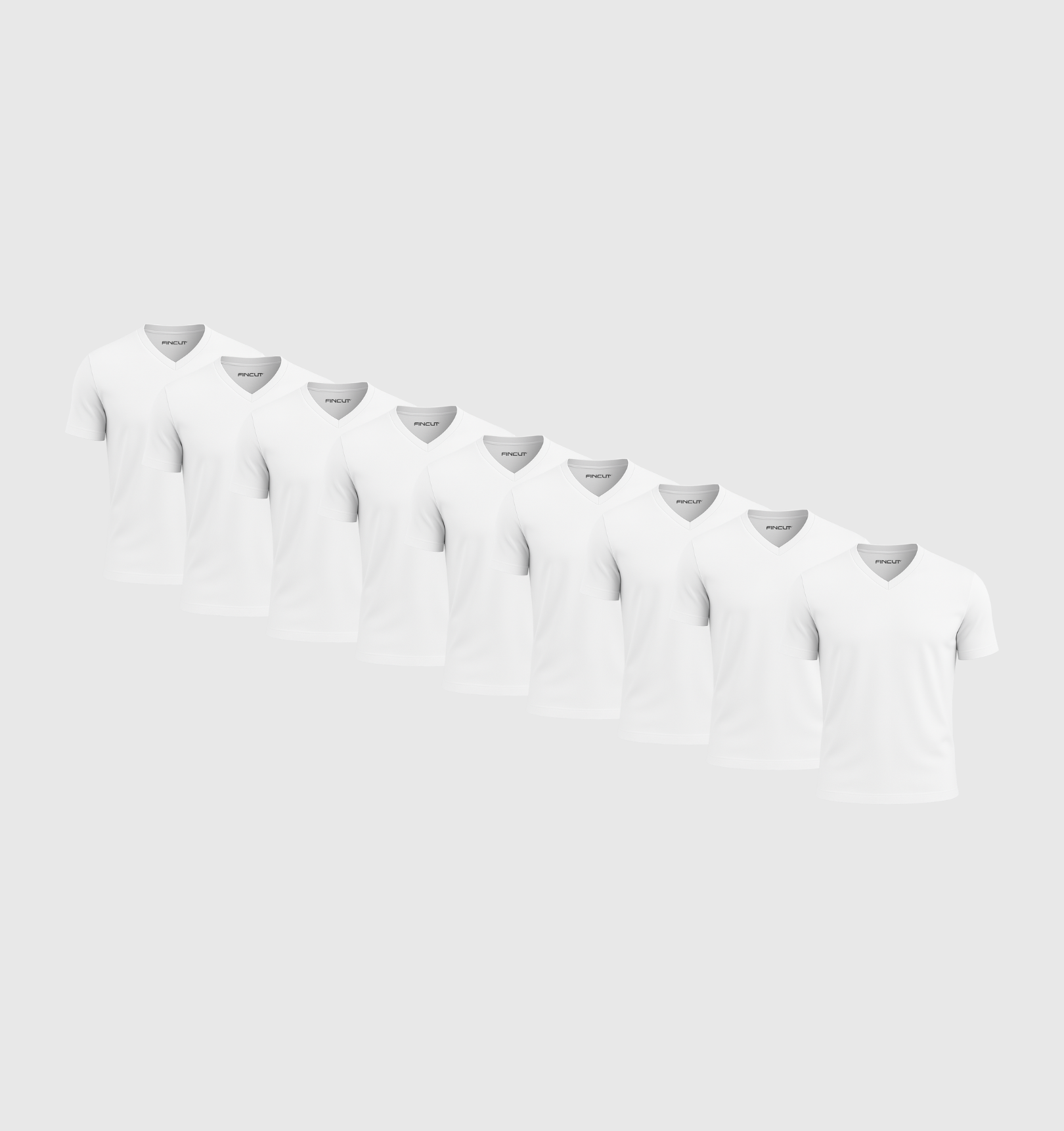 9er-Pack V-Ausschnitt-Shirts – Weiß