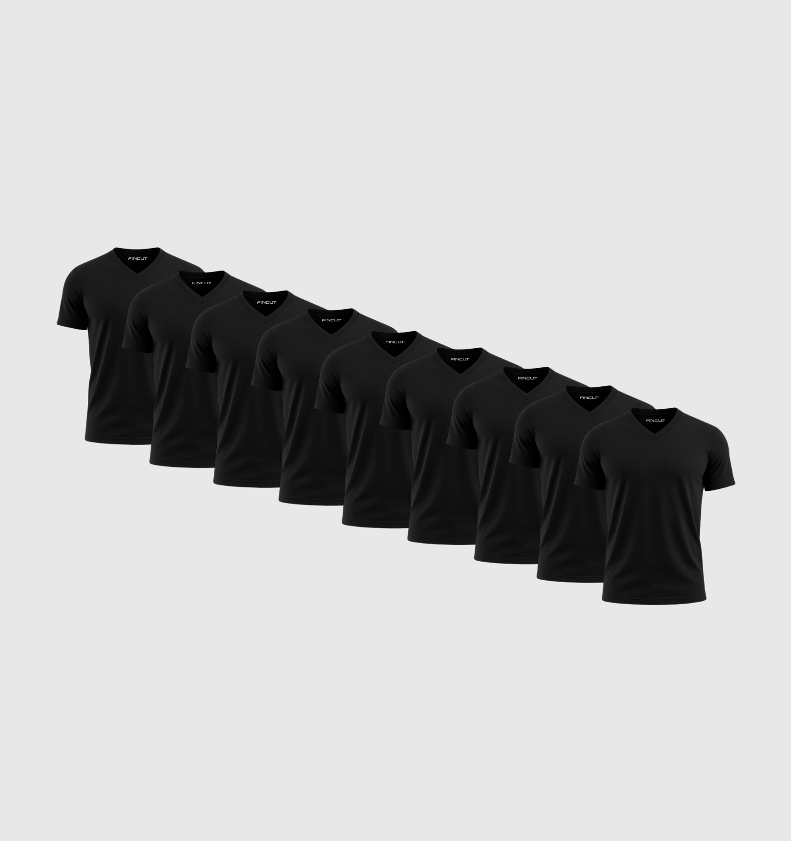 9er-Pack V-Ausschnitt-Shirts – Schwarz