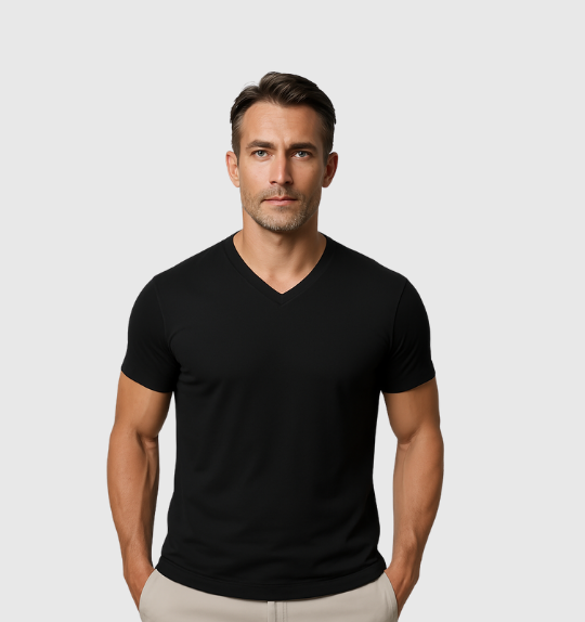 3er-Pack V-Ausschnitt-Shirts – Schwarz