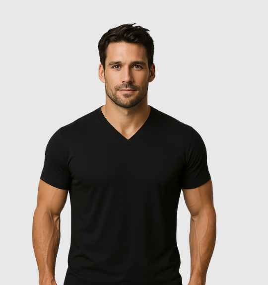 3er-Pack V-Ausschnitt-Shirts – Schwarz