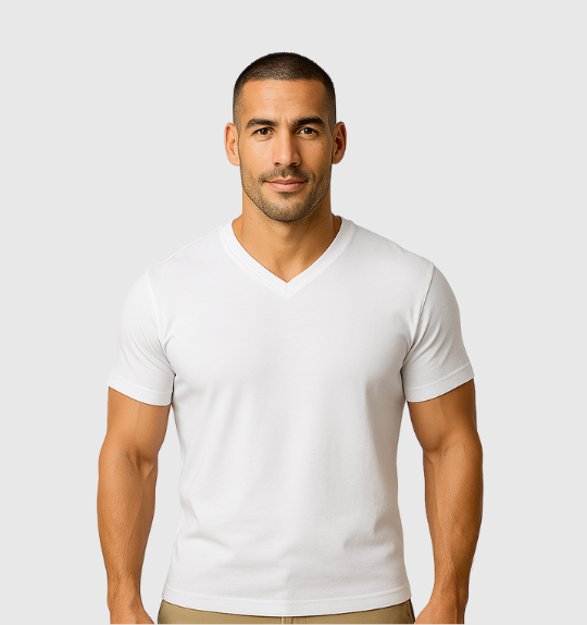 3er-Pack V-Ausschnitt-Shirts – Weiß