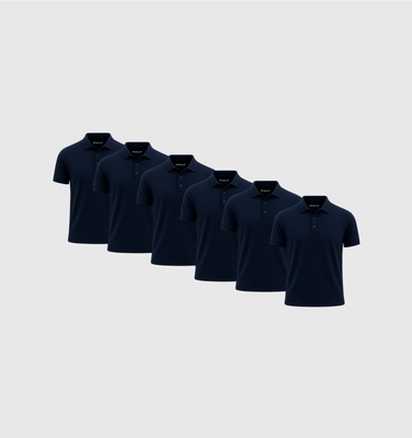6er-Pack Poloshirts - Marineblau