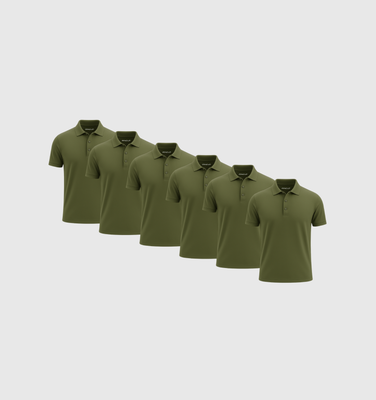 6er-Pack Poloshirts - Khaki