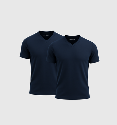 2er-Pack V-Ausschnitt-Shirts - Marineblau