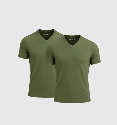 2er-Pack V-Ausschnitt-Shirts - Khaki
