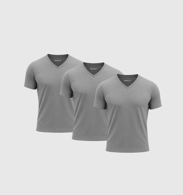 3er-Pack V-Ausschnitt-Shirts - Grau