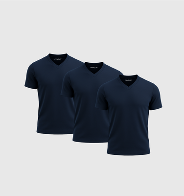 3er-Pack V-Ausschnitt-Shirts - Marineblau