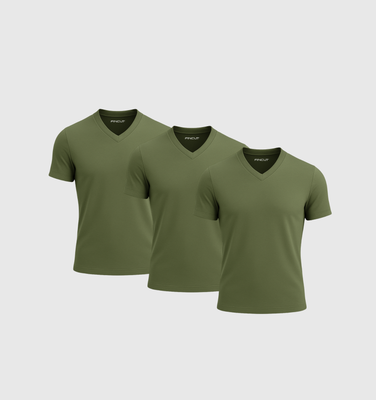 3er-Pack V-Ausschnitt-Shirts - Khaki