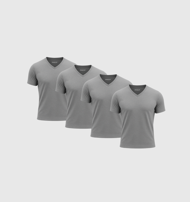 4er-Pack V-Ausschnitt-Shirts - Grau