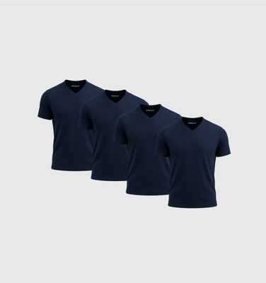 4er-Pack V-Ausschnitt-Shirts - Marineblau