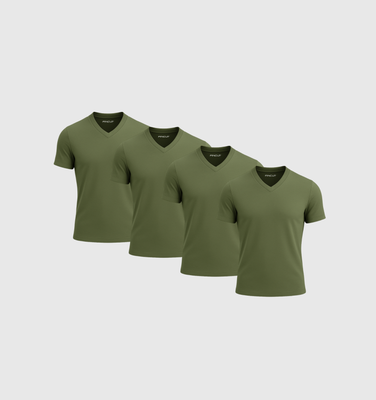 4er-Pack V-Ausschnitt-Shirts - Khaki