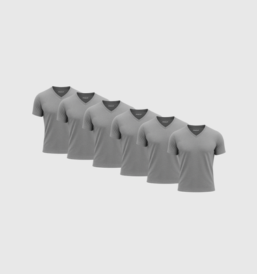 6er-Pack V-Ausschnitt-Shirts - Grau