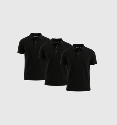 3er-Pack Poloshirts – Schwarz
