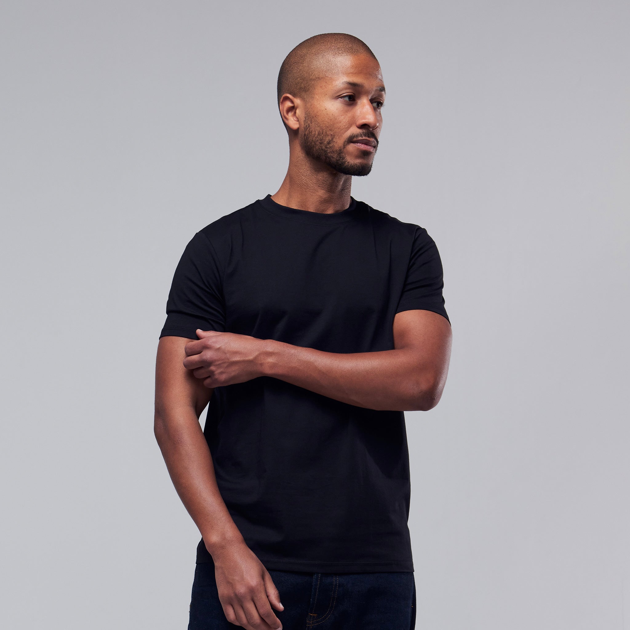 Black premium men's T-shirt detail view