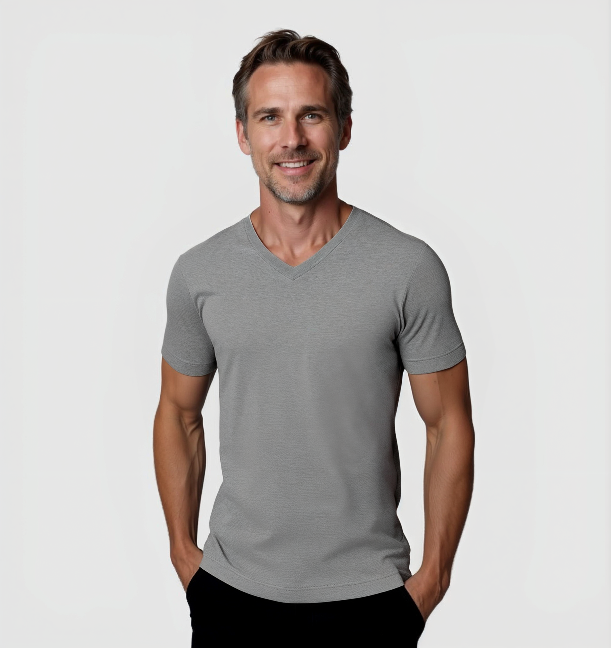 6er-Pack V-Ausschnitt-Shirts - Grau